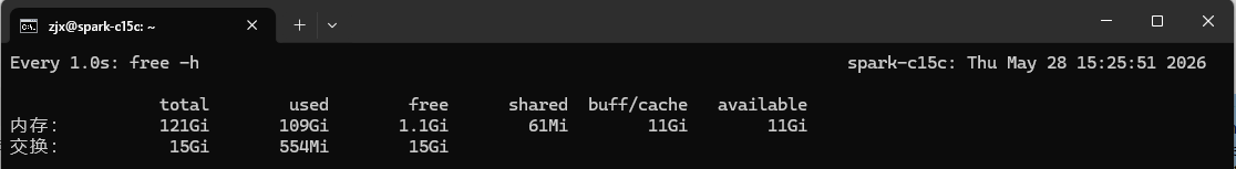 Qwen3-Coder-30B-A3B-Instruct-FP8 启动后内存监测